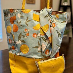 Sseko Canvas Bucket Bag in Citrus and Plucky Yellow
